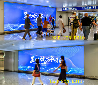 北京首都機(jī)場(chǎng)T2國內(nèi)出發(fā)東西側(cè)通廊燈箱廣告案例圖