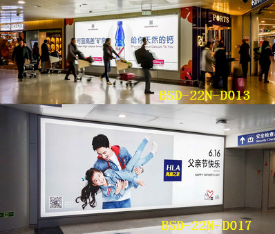 北京首都機(jī)場(chǎng)T2國內(nèi)出發(fā)西側(cè)通廊出口燈箱廣告案例圖