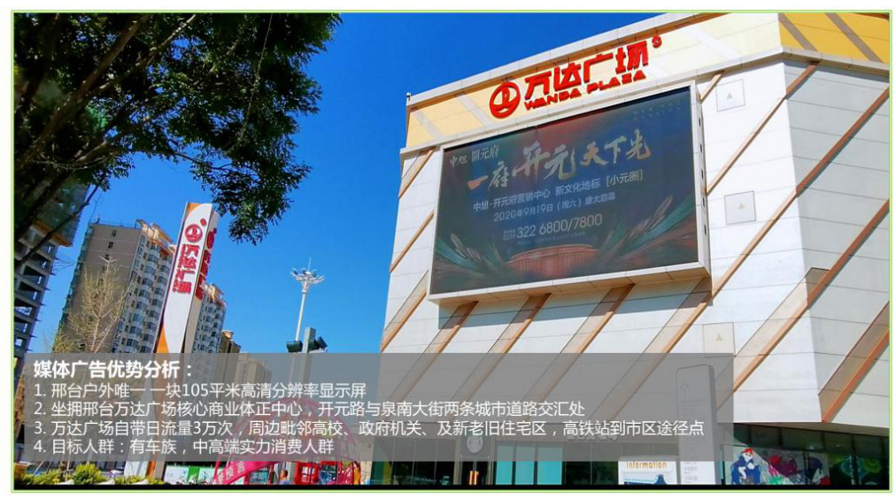 邢臺萬達(dá)廣場LED大屏廣告的價格是多少？