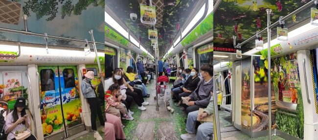 鄭州地鐵全景內(nèi)包車(chē)文旅特產(chǎn)投放案例，鄭州地鐵車(chē)廂貼廣告價(jià)格