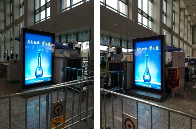 惠州南高鐵站進站安檢閘機口廣告，惠州南站大屏廣告價格